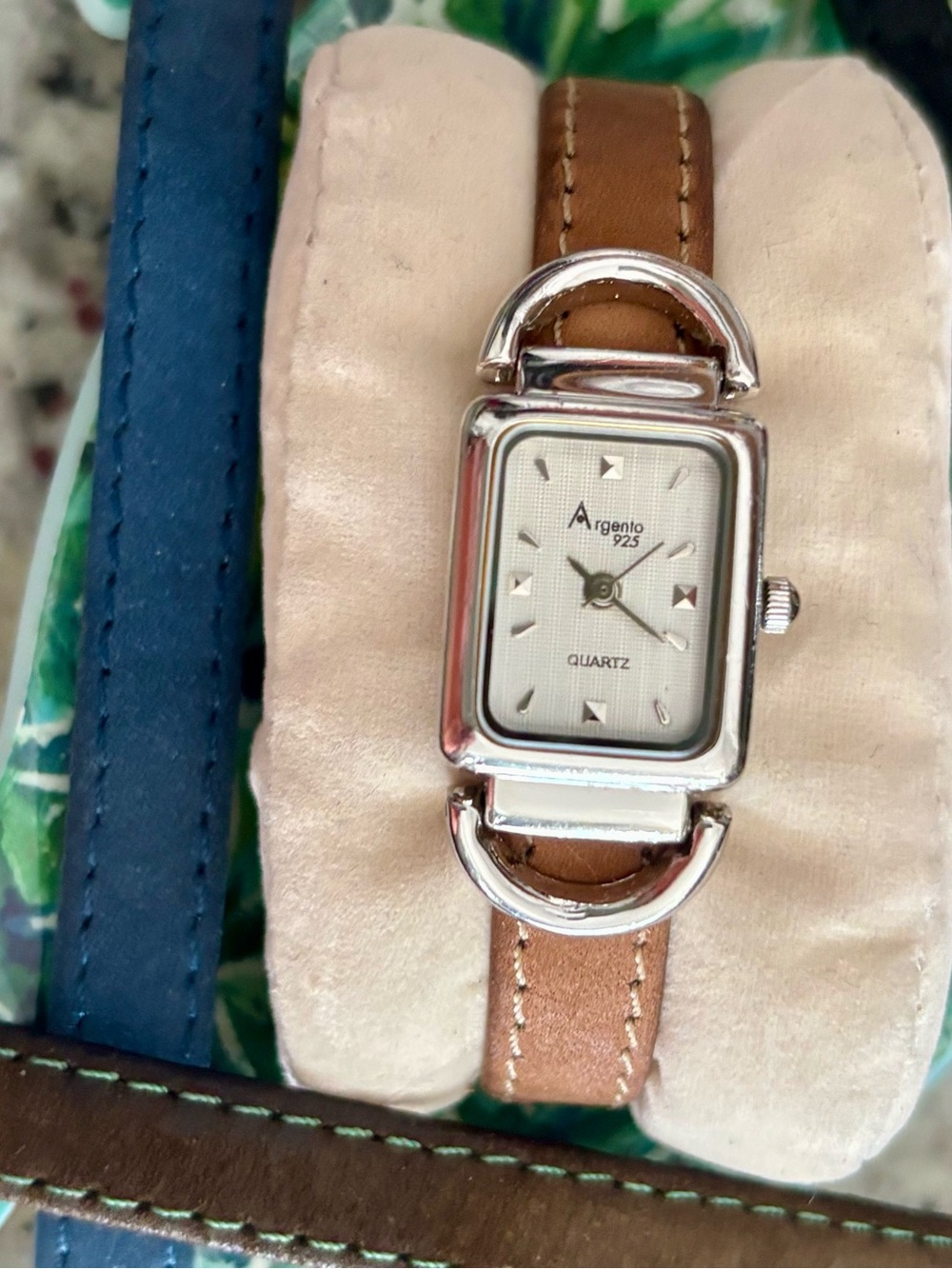 Women's Argento 925 Sterling silver watch with 5 interchangeable Leather Straps